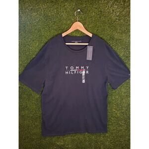 Tommy Hilfiger Men's T-Shirt Navy Blue Embroidered Logo Crew Neck Size XXL
